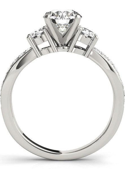 14k White Gold Split Shank Round Diamond Engagement Ring (1 5/8 cttw) - Ellie Belle