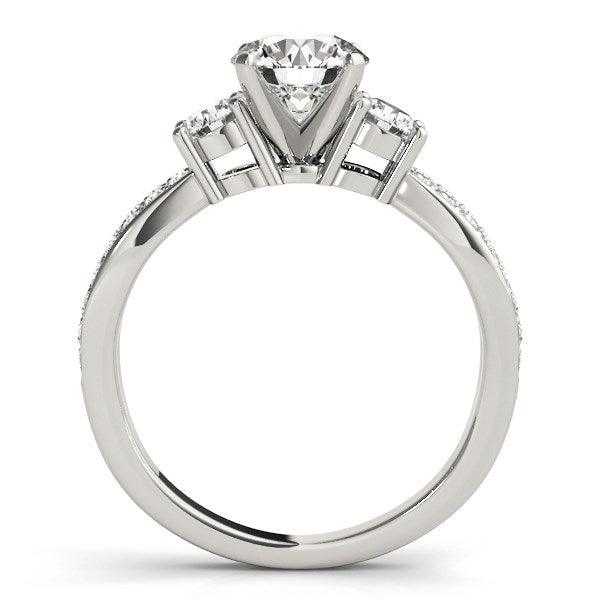 14k White Gold Split Shank Round Diamond Engagement Ring (1 5/8 cttw) - Ellie Belle