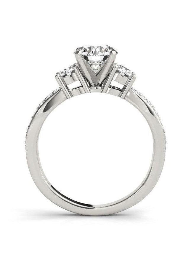 14k White Gold Split Shank Round Diamond Engagement Ring (1 5/8 cttw) - Ellie Belle