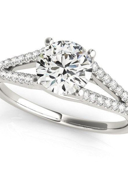 14k White Gold Split Shank Round Pronged Diamond Engagement Ring (1 1/8 cttw) - Ellie Belle