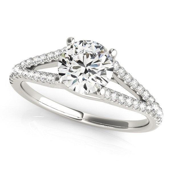 14k White Gold Split Shank Round Pronged Diamond Engagement Ring (1 1/8 cttw) - Ellie Belle