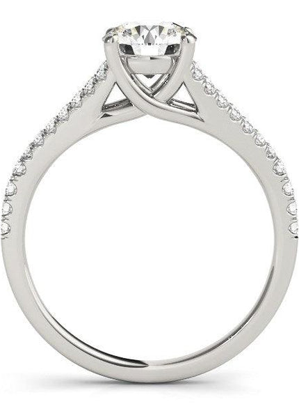 14k White Gold Split Shank Round Pronged Diamond Engagement Ring (1 1/8 cttw) - Ellie Belle