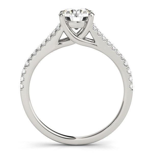 14k White Gold Split Shank Round Pronged Diamond Engagement Ring (1 1/8 cttw) - Ellie Belle