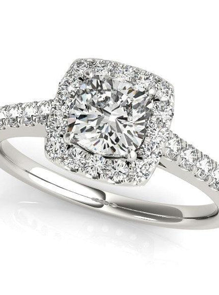 14k White Gold Square Outer Shape Round Diamond Engagement Ring (3/4 cttw) - Ellie Belle