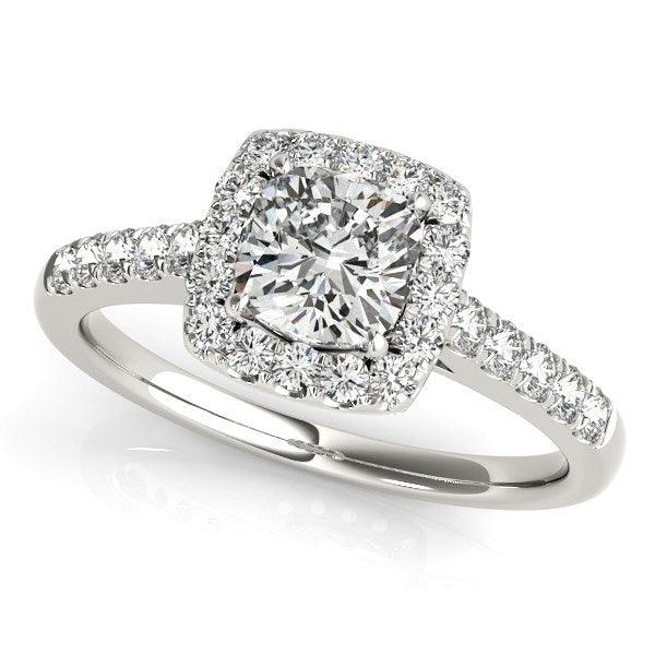 14k White Gold Square Outer Shape Round Diamond Engagement Ring (3/4 cttw) - Ellie Belle