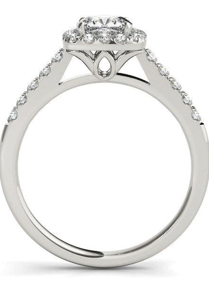 14k White Gold Square Outer Shape Round Diamond Engagement Ring (3/4 cttw) - Ellie Belle