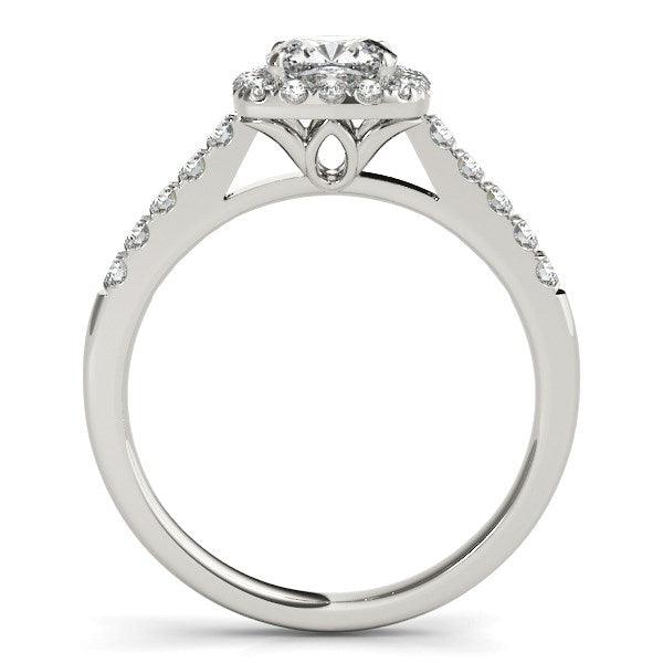 14k White Gold Square Outer Shape Round Diamond Engagement Ring (3/4 cttw) - Ellie Belle