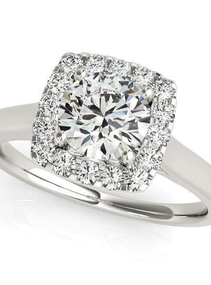 14k White Gold Square Shape Border Diamond Engagement Ring (1 1/3 cttw) - Ellie Belle