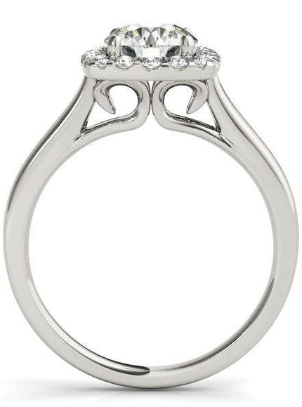 14k White Gold Square Shape Border Diamond Engagement Ring (1 1/3 cttw) - Ellie Belle