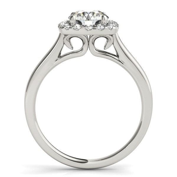 14k White Gold Square Shape Border Diamond Engagement Ring (1 1/3 cttw) - Ellie Belle