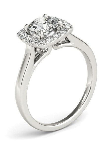 14k White Gold Square Shape Border Diamond Engagement Ring (1 1/3 cttw) - Ellie Belle