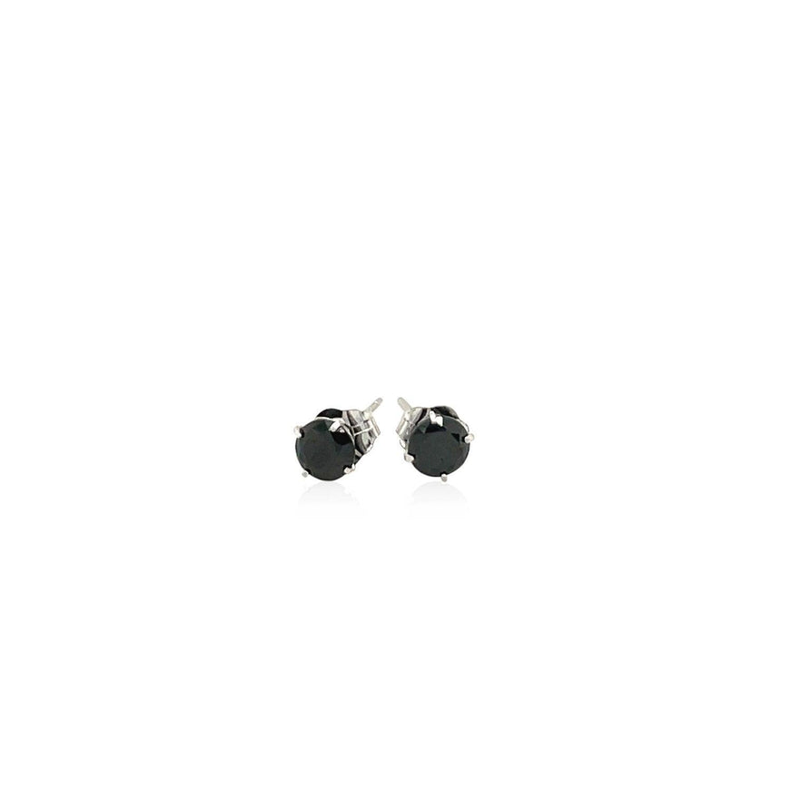 14k White Gold Stud Earrings with Black 4mm Cubic Zirconia - Ellie Belle