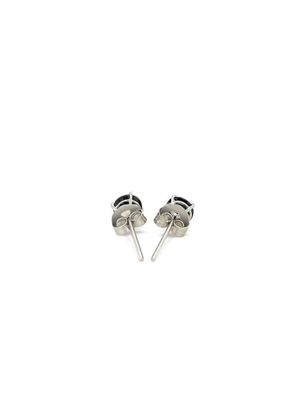 14k White Gold Stud Earrings with Black 4mm Cubic Zirconia - Ellie Belle