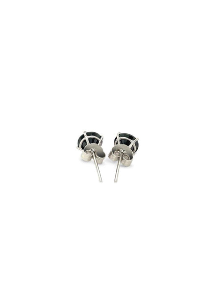 14k White Gold Stud Earrings with Black 5mm Faceted Cubic Zirconia - Ellie Belle