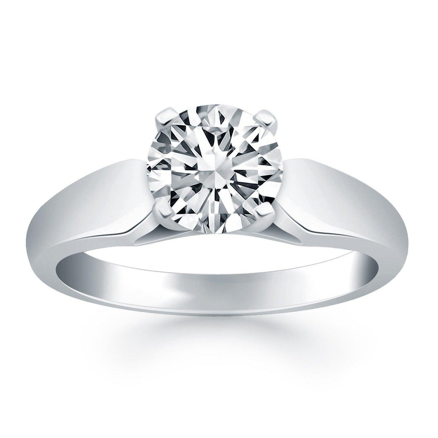 14k White Gold Tapered Cathedral Solitaire Engagement Ring - Ellie Belle