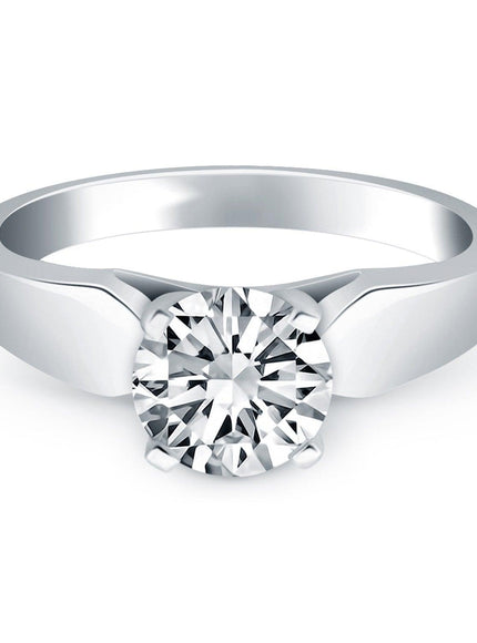 14k White Gold Tapered Cathedral Solitaire Engagement Ring - Ellie Belle