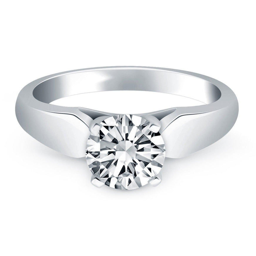 14k White Gold Tapered Cathedral Solitaire Engagement Ring - Ellie Belle