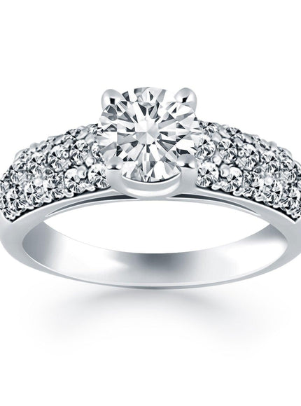 14k White Gold Tapered Pave Diamond Wide Band Engagement Ring - Ellie Belle