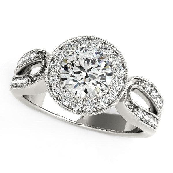 14k White Gold Teardrop Split Band Diamond Engagement Ring (1 1/3 cttw) - Ellie Belle