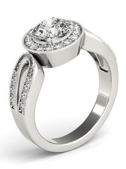 14k White Gold Teardrop Split Band Diamond Engagement Ring (1 1/3 cttw) - Ellie Belle