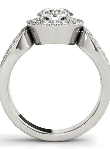 14k White Gold Teardrop Split Band Diamond Engagement Ring (1 1/3 cttw) - Ellie Belle