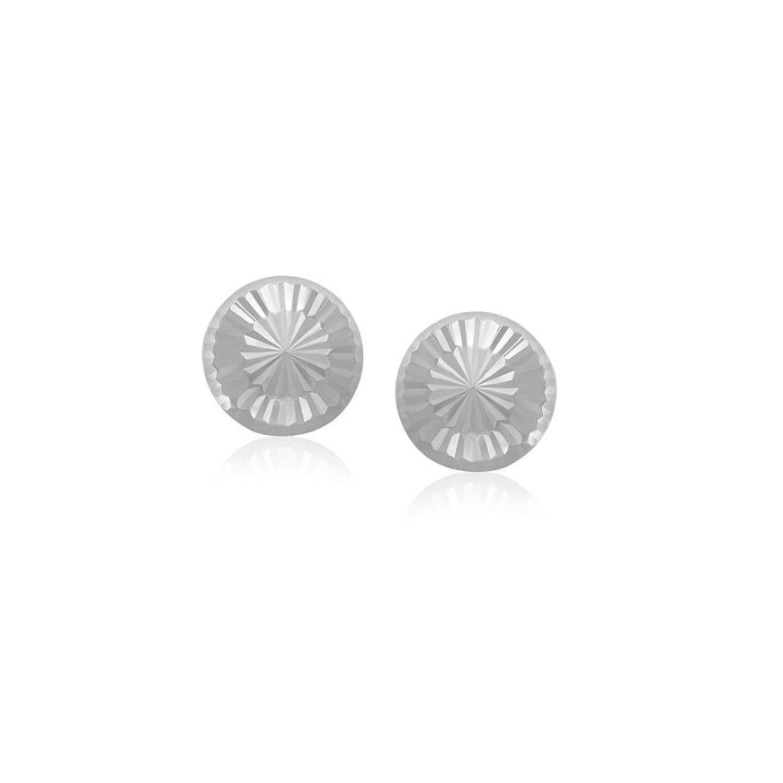 14k White Gold Textured Flat Style Stud Earrings - Ellie Belle