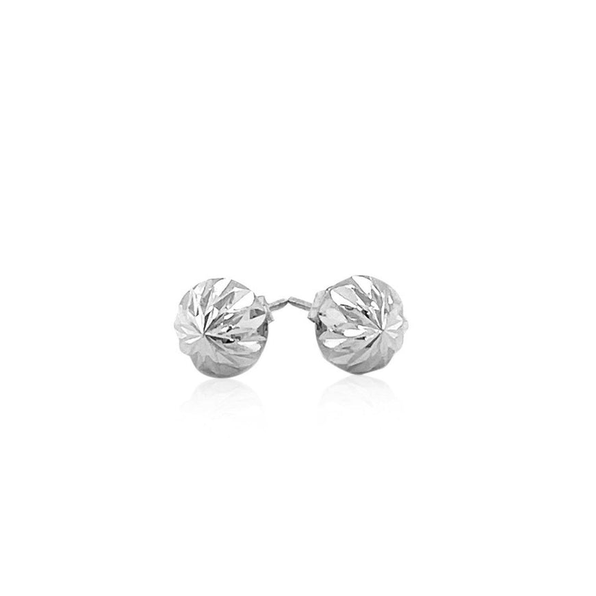 14k White Gold Textured Flat Style Stud Earrings - Ellie Belle