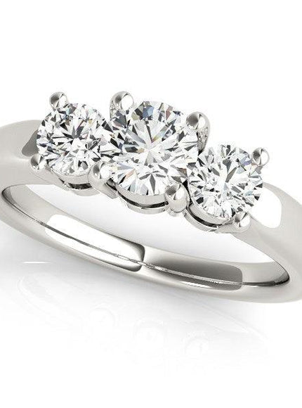 14k White Gold Timeless 3 Stone Round Diamond Engagement Ring (1 cttw) - Ellie Belle