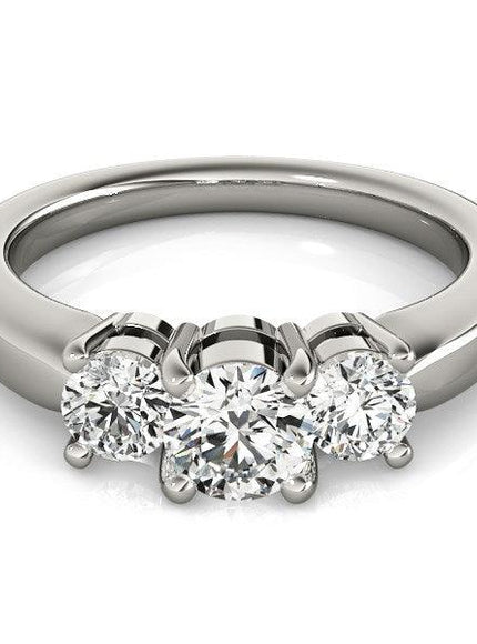 14k White Gold Timeless 3 Stone Round Diamond Engagement Ring (1 cttw) - Ellie Belle