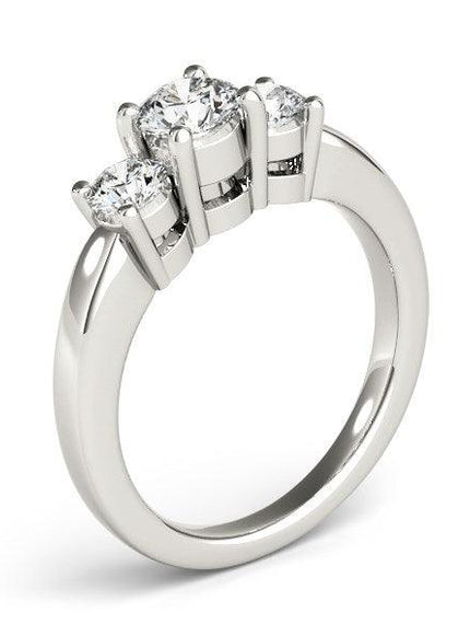 14k White Gold Timeless 3 Stone Round Diamond Engagement Ring (1 cttw) - Ellie Belle