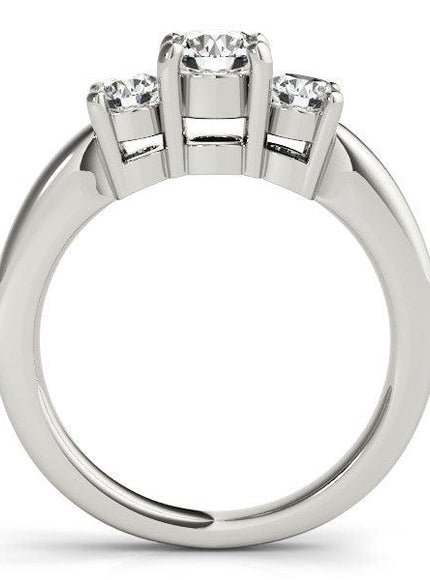 14k White Gold Timeless 3 Stone Round Diamond Engagement Ring (1 cttw) - Ellie Belle