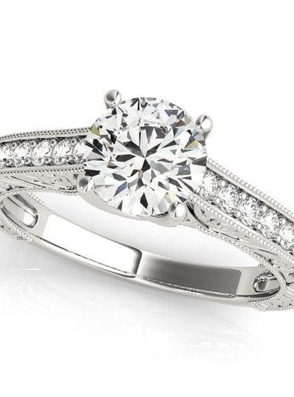 14k White Gold Trellis Antique Style Diamond Engagement Ring (1 1/4 cttw) - Ellie Belle