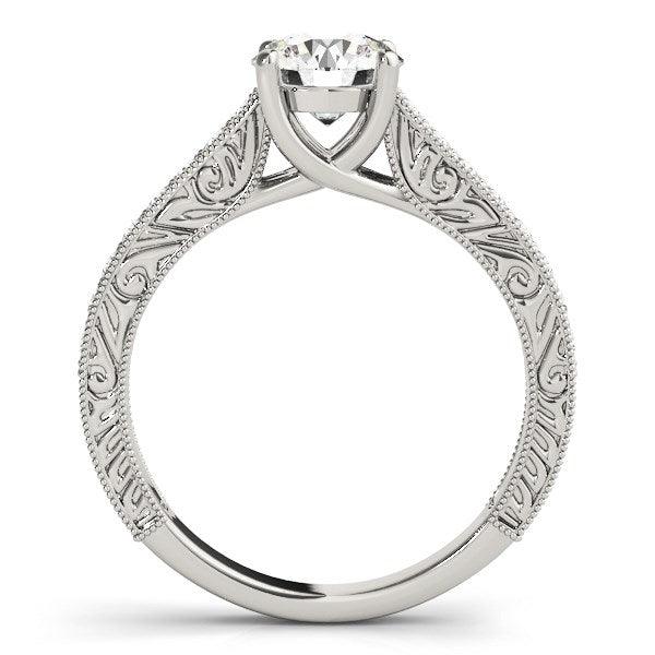 14k White Gold Trellis Antique Style Diamond Engagement Ring (1 1/4 cttw) - Ellie Belle