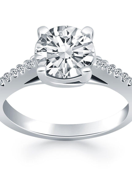 14k White Gold Trellis Diamond Engagement Ring - Ellie Belle