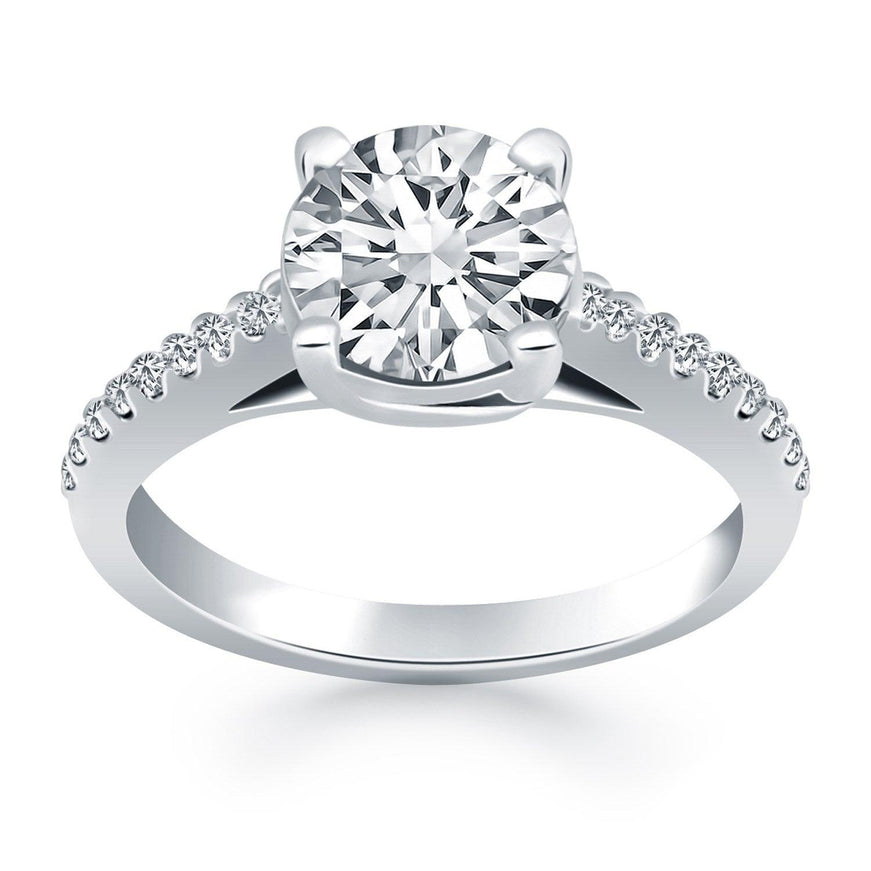 14k White Gold Trellis Diamond Engagement Ring - Ellie Belle