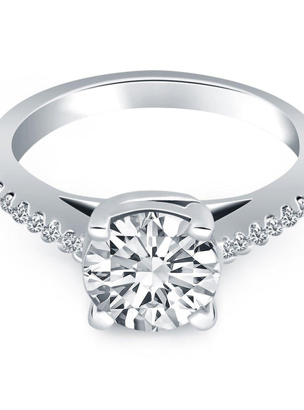 14k White Gold Trellis Diamond Engagement Ring - Ellie Belle