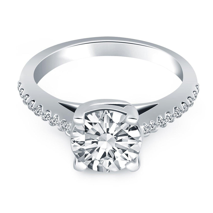 14k White Gold Trellis Diamond Engagement Ring - Ellie Belle