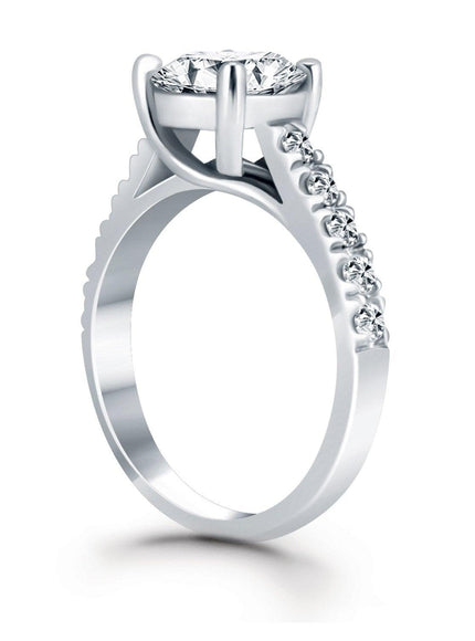 14k White Gold Trellis Diamond Engagement Ring - Ellie Belle