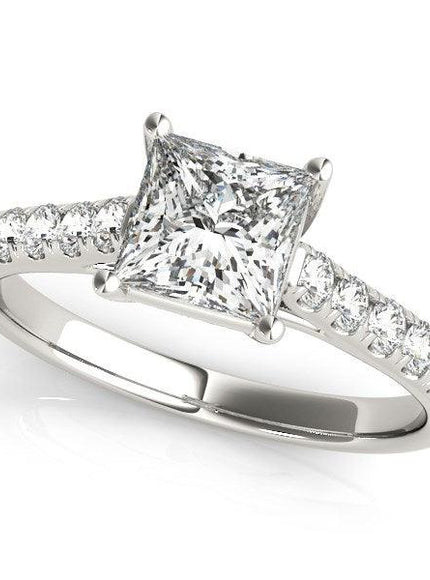 14k White Gold Trellis Set Princess Cut Diamond Engagement Ring (1 1/4 cttw) - Ellie Belle