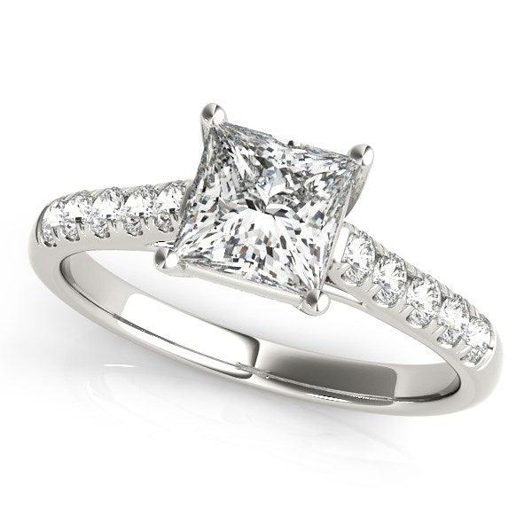 14k White Gold Trellis Set Princess Cut Diamond Engagement Ring (1 1/4 cttw) - Ellie Belle