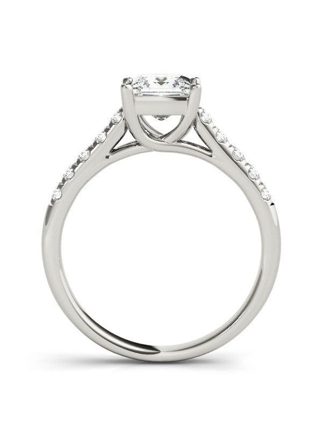14k White Gold Trellis Set Princess Cut Diamond Engagement Ring (1 1/4 cttw) - Ellie Belle