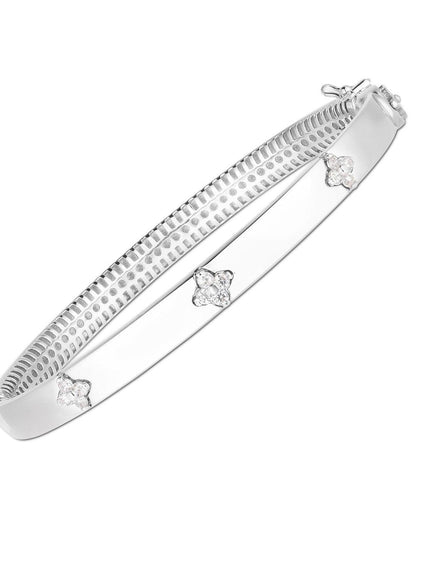 14k White Gold Trilogy Diamond Bangle - Ellie Belle