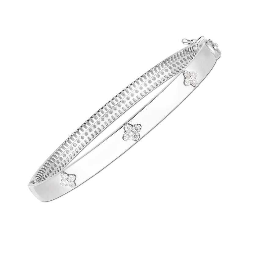 14k White Gold Trilogy Diamond Bangle - Ellie Belle