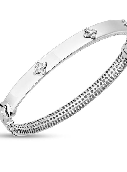 14k White Gold Trilogy Diamond Bangle - Ellie Belle