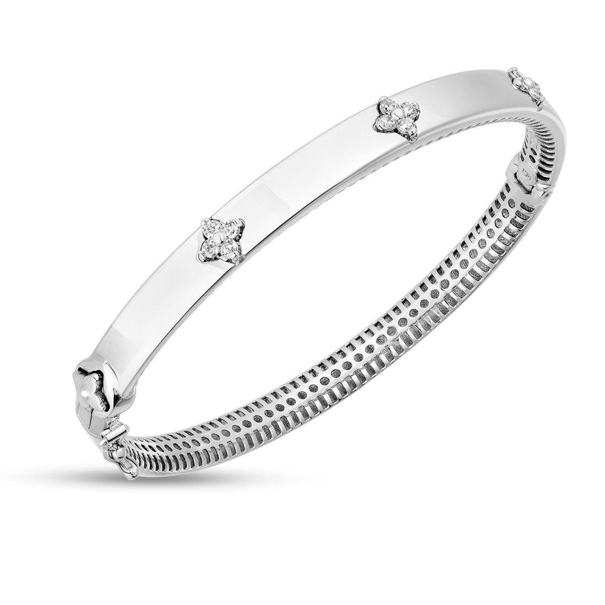 14k White Gold Trilogy Diamond Bangle - Ellie Belle