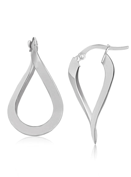 14k White Gold Twisted Freeform Hoop Earrings - Ellie Belle