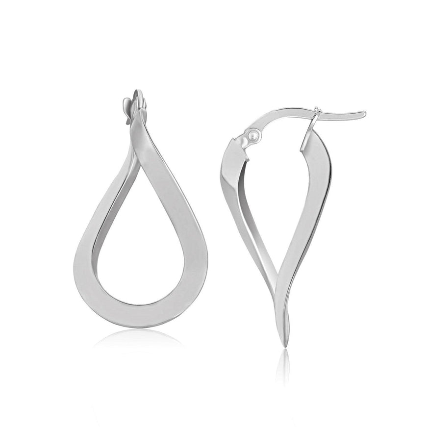 14k White Gold Twisted Freeform Hoop Earrings - Ellie Belle