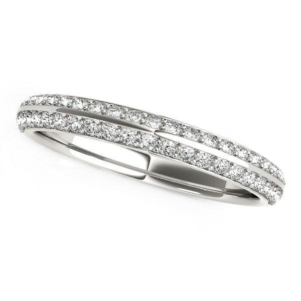 14k White Gold Two-Row Pave Set Diamond Wedding Band (1/4 cttw) - Ellie Belle