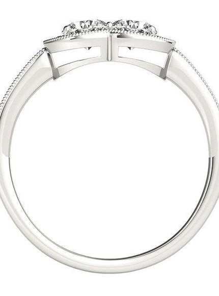 14k White Gold Two Stone Diamond Halo Ring (3/4 cttw) - Ellie Belle