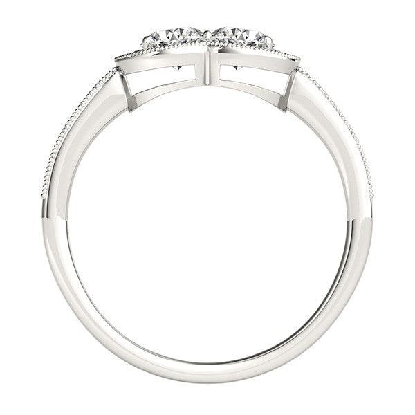 14k White Gold Two Stone Diamond Halo Ring (3/4 cttw) - Ellie Belle